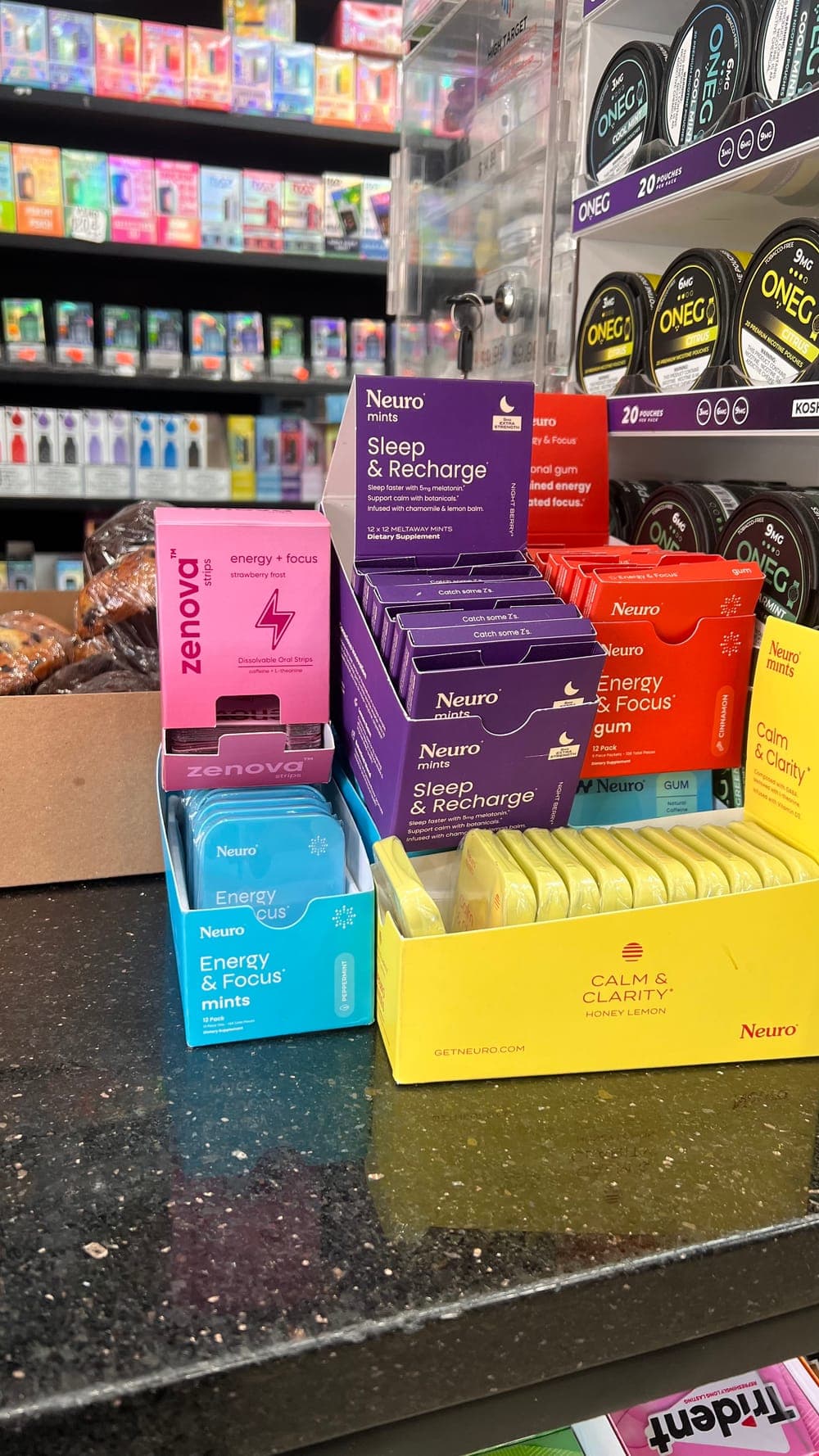 Zenova box on a store counter display